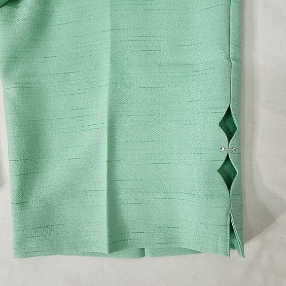Alfred Dunner Petite Capri Pants Womens 8P Green Classic Fit Pull On Cut Out Leg - Picture 9 of 10